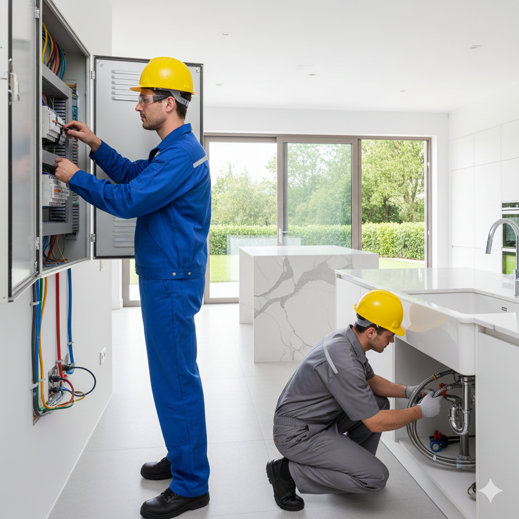 Electrical and plumbing works